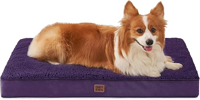 EHEYCIGA Orthopedic Dog Beds for Large Dogs with Removable Washable Cover for Crate, Purple, 35x23
