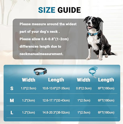 HDDTTZ AirTag Dog Collar and Leash, IP68 Waterproof Integrated with Reflective, Ultra-Durable, Comfortable Padded, Heavy Duty Dog Collars for Small Medium Large Dogs, L (14.8"-20.3"), Blue