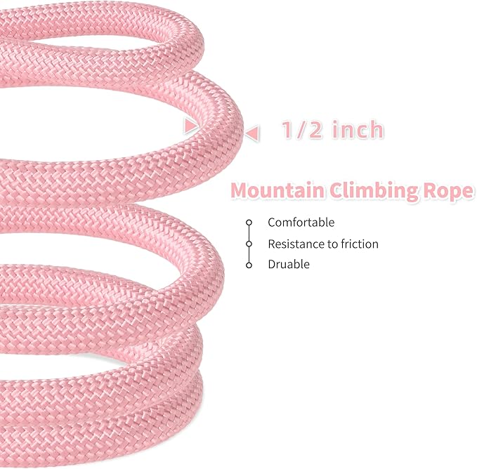 Mile High Life Dog Leash, with Comfortable Padded Handle, Pink Nylon Rope Leash with Steel Tips, Heavy Duty 5 Feet Pet Leashes (Pink,60 Inches)
