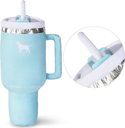 Pup Cup Tumbler Dog Toy – Cute Girl Dog Toy, Valentines & Birthday Gift, Interactive Squeaker, Fun Puppy Present (Mint Green)
