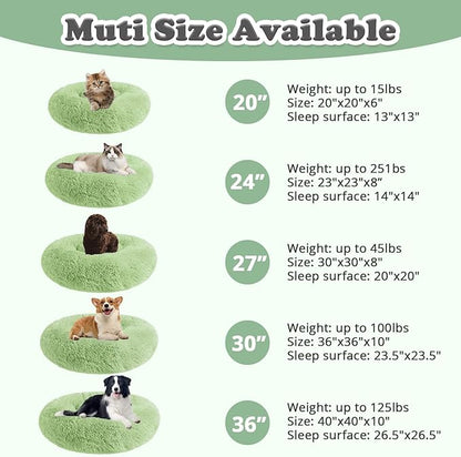 JOLLYVOGUE Dog & Cat Bed, Calming Anti-Anxiety Pet Bed for Small Dogs, Fluffy Donut Cushion for Small and Medium Pets (23")