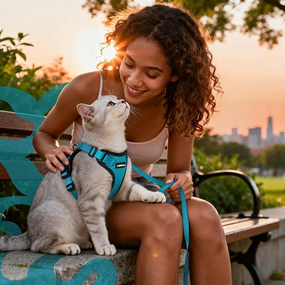 rabbitgoo Cat Harness and Leash for Walking, Escape Proof Soft Adjustable Vest Harnesses for Cats, Easy Control Breathable Reflective Strips Jacket, Teal, XS