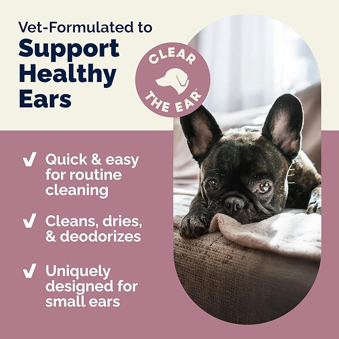VETNIQUE Oticbliss Advanced Cleaning Ear Wipes for Dogs & Cats for Odor Control, Dirt and Wax Removal with Soothing Aloe Vera, Drying Agent and Vitamin E, Clear the Ear 100ct Wipes
