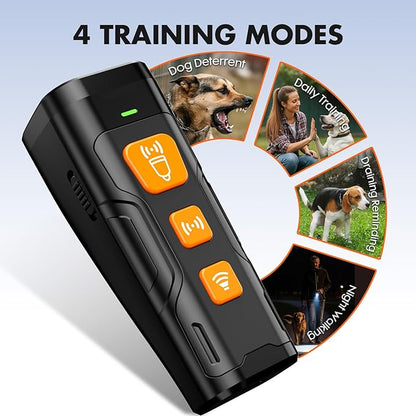Dog Bark Deterrent Device, 3X Ultrasonic Anti Barking, 6 Training Modes 23 FT Range Barks No More Indoors Outdoors Behavior Correct Safe & Humane Rechargeable Compact Bark Control for Dogs (Black)