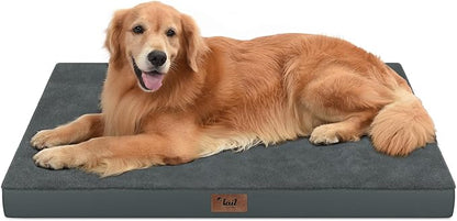 Tail Stories Orthopedic Dog Bed for Extra Large Dogs, XL Comfort Pet Mat for Large Sized Dog 44x32 Inch, Egg Crate Foam with Removable Washable Oxford Cover, Gray