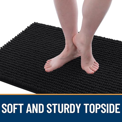 OLANLY Dog Door Mat for Muddy Paws 24x16, Ultra Absorbent Chenille Mud Doormat, Non-Slip Washable and Dirt Trapping Doormat for Indoor Entryway, Quick-Dry Indoor Pet Bed Mats for Dogs, Black