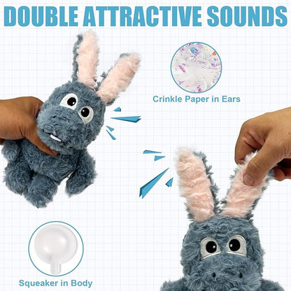 SLIWOWO Donkey Squeaky Dog Toys to Keep Them Busy, Stuffed Plush Dog Toy Birthday Gift Crinkle Pet Puppy Tug Toy for Small Medium Large Dogs (Grey)