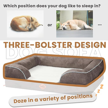 Laifug Large Orthopedic Premium Memory Foam Dog Bed, Dog Sofa with Washable and Removable Suede Cover, Waterproof Liner and Non-Slip Bottom Grey, Large(40''x32''x9'')