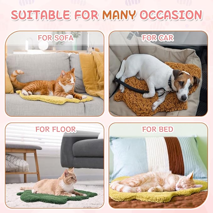 BrightRow 3 Pack Self Warming Pet Bed Leaf Shape Self Heating Cat Dog Mat Washable Thermal Sleeping Pad for Indoor Outdoor Hedgehog, Bunny, Sugar Glider, Rat, Chinchilla(Mixed Colors,Small-16 x20)