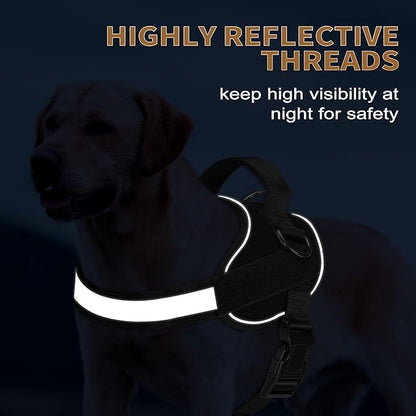 Haapaw Essential Dog Harness, No Pull Pet Vest with 3 Leash Clips, No Choke, Reflective, Adjustable and Padded, for Easy Walking and Training for Large Dogs(L, Black)