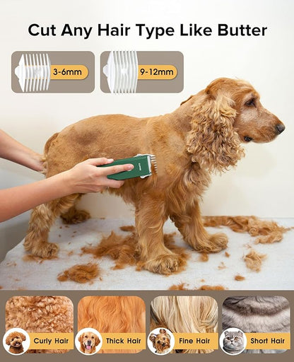 Tawiijou Pet Clippers for Dog Hair Grooming Low Noise, Rechargeable Cordless Cat Shaver with Ceramic Blade,Portable Pet Hair Trimmer for Matted & Long Hair