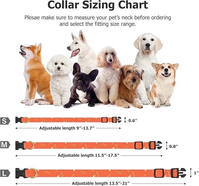 Cotton Handmade Dog Collar Cute and Distinctive Patterns Orange Fish with Pendant for Girl Boy Dogs Collars M
