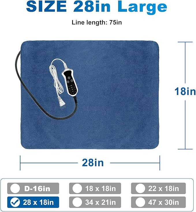 Quwzayail Dog Heating pad, Waterproof Outdoor Heating Pad for Cats Adjustable Thermostat, 9 Gears and time Settings,Chew Resistant Steel Cord(28.0" L x 18.0" W x 0.5" Th, Blue Pattern)
