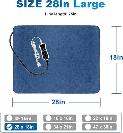 Quwzayail Dog Heating pad, Waterproof Outdoor Heating Pad for Cats Adjustable Thermostat, 9 Gears and time Settings,Chew Resistant Steel Cord(28.0" L x 18.0" W x 0.5" Th, Blue Pattern)