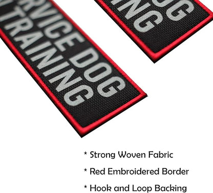 2 Pcs Reflective Service Dog in Training Patch Set with Hook and Loop Fastener, Embroidered Border with Printed Letters Patch for Dog Vest Harness (3.5 x 1.2 inches)