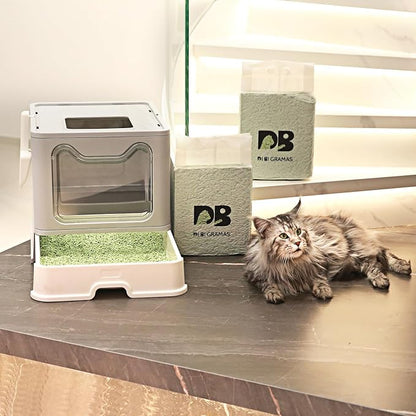 DI BI GRAMAS Cat Litter 24LB/4 Packs Dust-Free Clumping Tofu Cat Litter Quickly Absorb Odors Toilet Can Flush Into The Toilet Pure Natural tofu cat Litter (Green Tea)