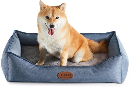 Tidore Orthopedic Dog Beds for Medium Dogs, Durable Egg Crate Foam Sofa Dog Bed wit Washable Removable Cover,Waterproof Lining,Pet Bed for Large Dogs (Denim Blue, 26.4" L x 21.7" W x 6.2" Th)