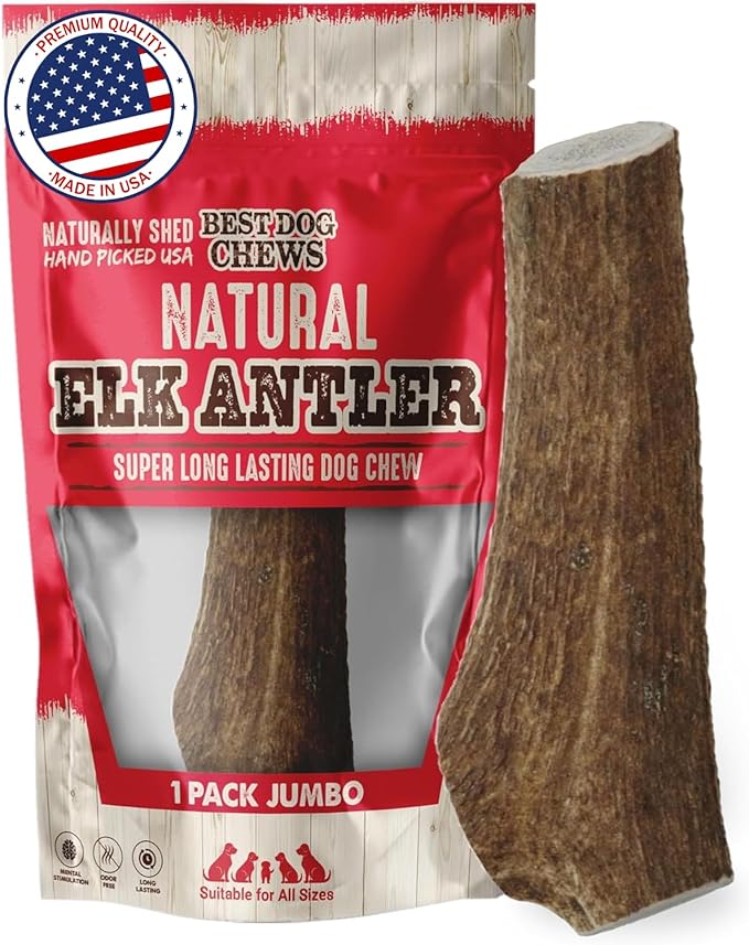 Best Dog Chews Elk Antlers for Dogs Large - Premium Natural Antler Dog Chew for Aggressive Chewers - Long-Lasting Deer Antler Chews - Ideal for Medium to Big Breed Dogs - Elk Bones and Antlers Durable