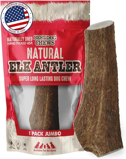 Best Dog Chews Elk Antlers for Dogs Large - Premium Natural Antler Dog Chew for Aggressive Chewers - Long-Lasting Deer Antler Chews - Ideal for Medium to Big Breed Dogs - Elk Bones and Antlers Durable
