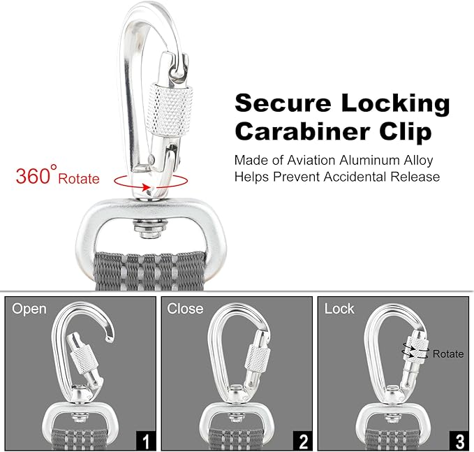 Plutus Pet Heavy Duty Dog Leash with Lockable Aluminum Carabiner, 4/6 Feet Long, Double-Sided Reflective Nylon, Padded Handle, for Puppy, Small, Medium and Large Dogs (Gray, 1" x 4')