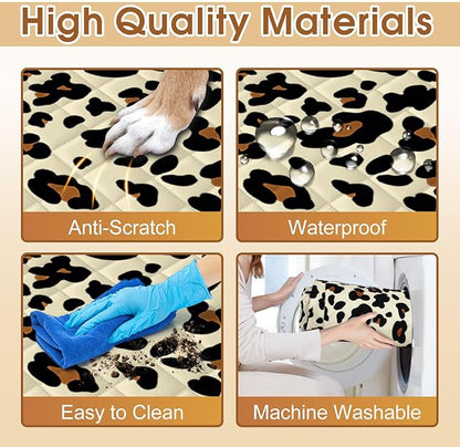 NECKORY Waterproof Dog Car Seat Cover for Back Seat - Durable, Scratch Proof Pet Hammock with Nonslip Design & Storage Pockets, Fits Cars, SUVs, Trucks- S, Leopard/Black