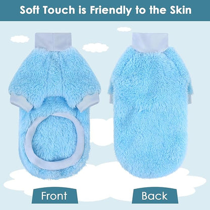 SUNFURA Sphynx Cat Sweater, Hairless Cats Turtleneck Pullover Kitten Sweaters for Cats Only, Warm and Soft Cat Pajamas Shirt with Sleeves Pet Winter Clothes Fleece Jumpsuit for Puppy, Blue S