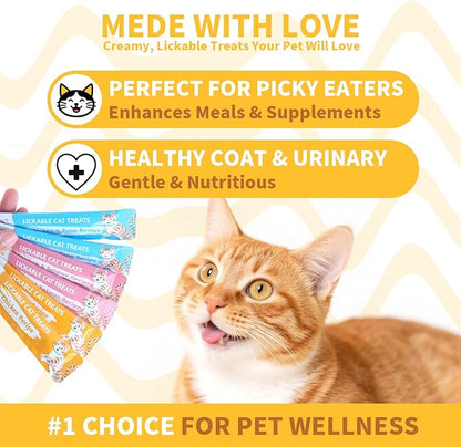 IFELLO PET Cat Treats Lickable, Variety Pack - Lickable Cat Treats Squeeze Up, with Tuna, Salmon, Chicken Flavor, Grain-Free for Skin & Coat Support, 0.53 oz(Pack of 12)