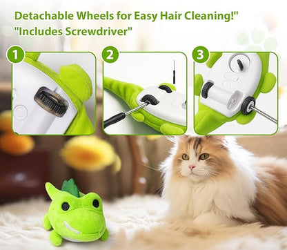 ZeLing HTL Interactive Cat Toys for Indoor Cats - Self-Charging Croc Chase Toy with 360° Motion, Wagging Tail & Catnip, Automatic Exercise Toy for Bored Kittens/Adults(Set)