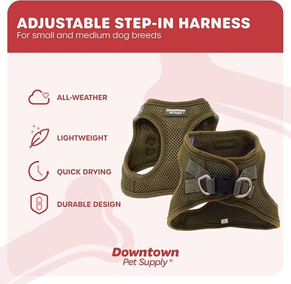 Downtown Pet Supply Step in Dog Harness for Teacup Dogs & Cats No Pull, XX-Small, Hunter Green - Adjustable Harness with Padded Mesh Fabric and Reflective Trim - Buckle Strap Harness for Dogs