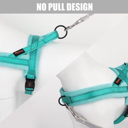 Didog Soft Flannel Padded Dog Vest Harness, No Pull/Quick Fit Reflective Dog Strap Harness, Easy for Training Walking (M:Chest 21-26", Green)