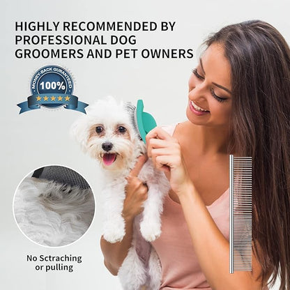 Slicker Brush for Dogs, Large Dog Brush to Long Haired Dogs for Goldendoodles Poodles Doodles Bernedoodles, Long Pin Grooming Kits to Dematting & Reducing Tangles and Fluff, Green