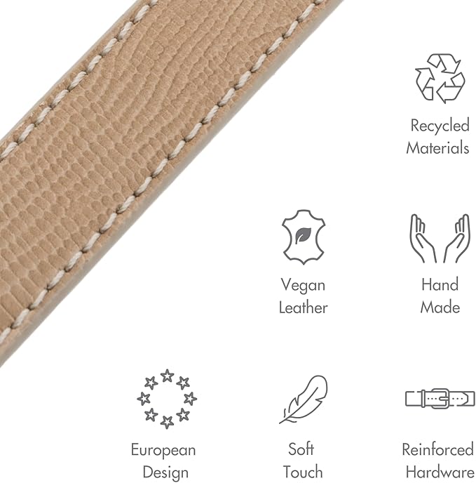 NINA WOOF Milan Vegan Leather Dog Collar - Padded Luxury Collar with Adjustable Buckle - Small to Large Dogs - Beige