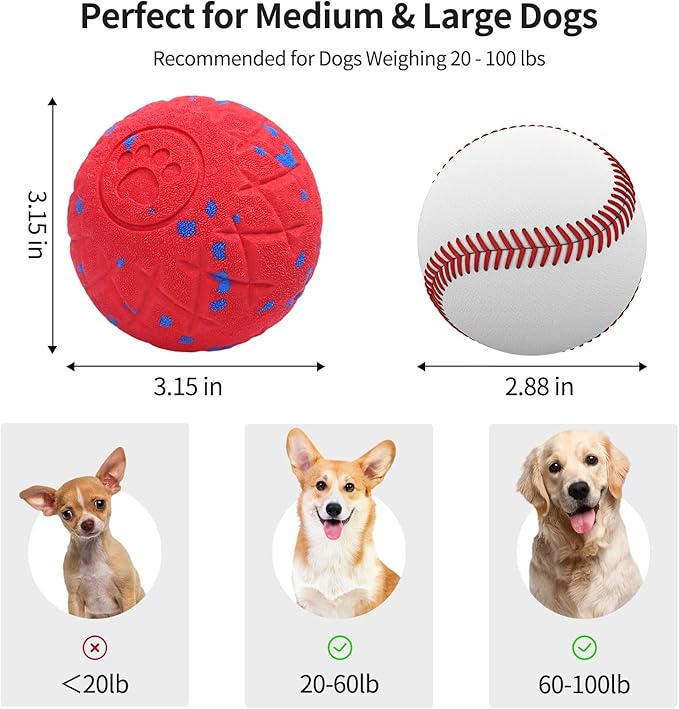 SCHITEC Smart Interactive Dog Toy Ball – Automatic Moving & Bouncing Balls for Large Dogs, Rechargeable Motorized Dog Ball, Stimulating Pet Toy for Active & Bored Medium Large Dogs (Red)