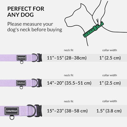 Heavy Duty Dog Collar for Large or Medium Dogs, Adjustable Strong Dog Collar for Active Dogs, Double-Layered Nylon (Lilac, 14-20)