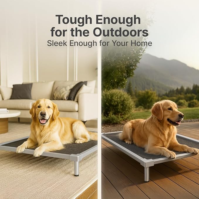Pronest Elevated Dog Bed Medium Size Dog, Chew Proof Aluminum Alloy Heavy Duty Dog Supplies Cooling Raised Pet Cot Indestructible with Anti-Rust Washable Assembly for Crate Outdoor-40.6"x 28.7" x 7"