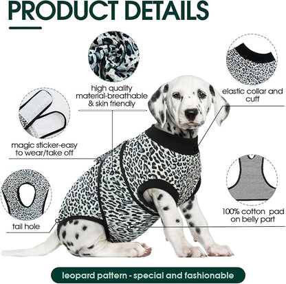 Kuoser Dog Surgery Suit, Comfy Dog Recovery Suit Female Doggie Onesie for Surgery, Post Op Protective Onesie, Soft E-Collar Alternative for Cats & Puppies, BlueLeopard XS
