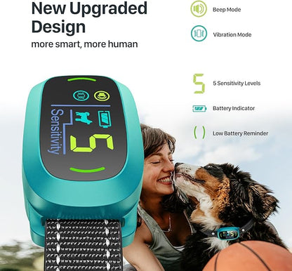 FAFAFROG Dog Bark Collar for Large Medium Small Dogs, Rechargeable Smart Bark Collar, Anti Barking Training Collar with 5 Adjustable Sensitivity Beep Vibration (Teal)