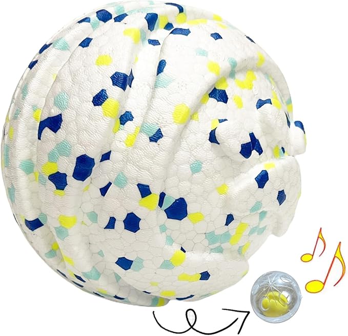 CAISHOW Dog Ball Squeak Toys (Bell Ball 5.12in White B)