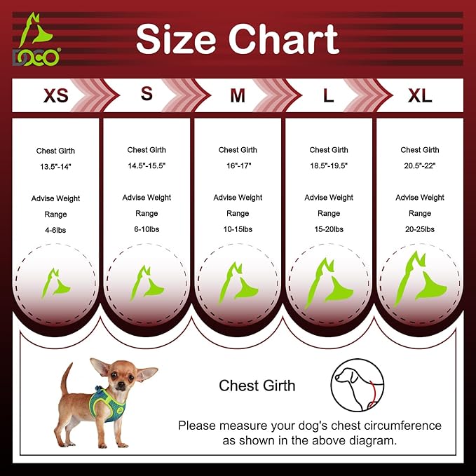 DOCO Dog Harness for Medium Sized Dog - Athletica Adjustable, No Pull, No Choke, Puppy Vest Lightweight Air Mesh, Reflective, Puppy Essentials – Turquoise, Medium (Chest 16"-17", Weight 10–15 lbs)
