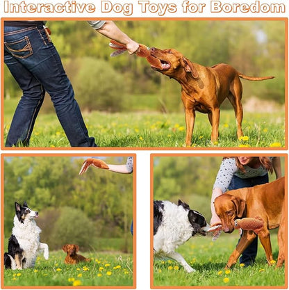 SUNKYPUP Large Plush Squeaky Dog Toy - Durable Stuffed Chew Toy for Small, Medium, Large Dogs and Puppies (Orange)