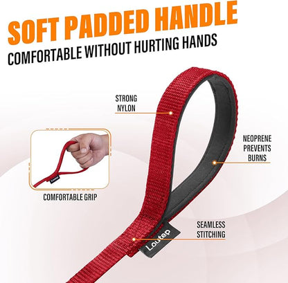 Dog Training Leash - Long Line for Recall & Obedience, Nylon Training Lead with Padded Handle, 15 ft / 20 ft / 30 ft / 50 ft / 100 ft - Long Leash for Dogs Outside, Small/Medium/Large