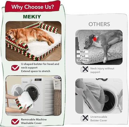 XL Christmas Dog Bed for Extra Large Dogs-Waterproof Large Dog Cat Bed with Sides,Foam Big Pet Couch Sofa Beds with Washable Removable Cover，Comfort Orthopedic Pet Beds with Non-Slip Bottom