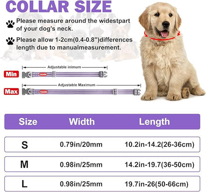 Tacwild Adjustable Reflective Dog Collar, Puppy Collar with D-Ring Buckle - Durable Safety Nylon Dog Collars for Medium Dogs (Purple-M)