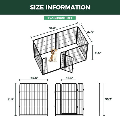 FXW Homeplus Unleashed Indoor Dog Playpen - Stress-Free and Safe Play, Heavy Duty 32 Inch 6 Panels Dog Pen for Small and Medium Dogs, Black│Patented