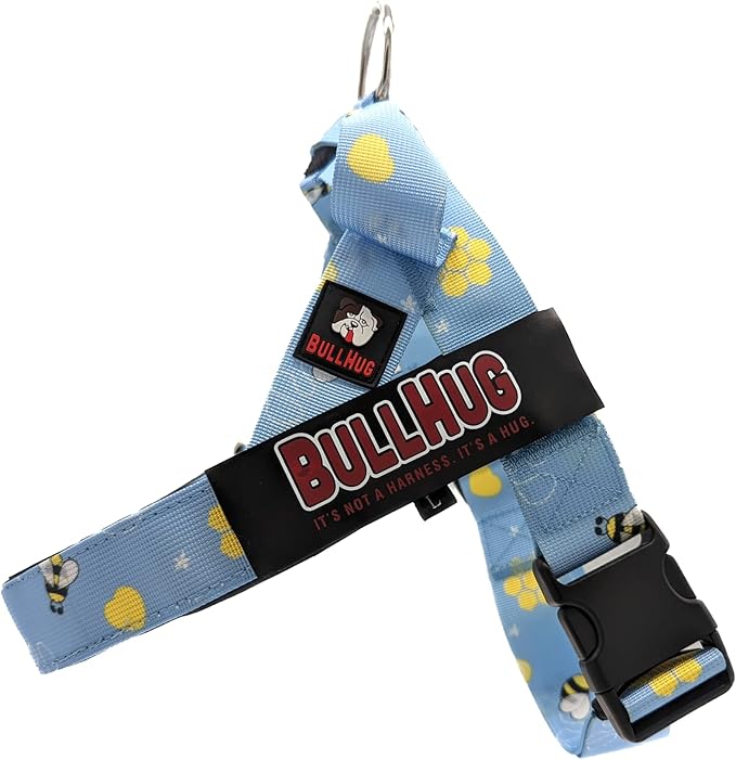 BULLHUG Adjustable Dog Harness– No Pull, No Choke – for English Bulldogs, French Bulldogs, Pugs & Broad-Chested Breeds – Easy, Safe Walks (Bumble BEE, Large)