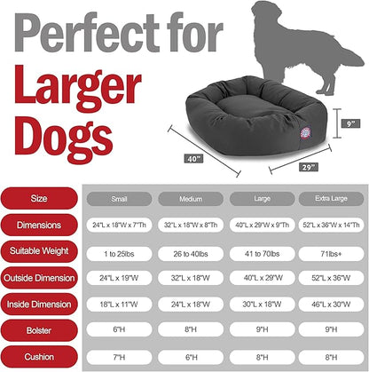 Majestic Pet Dog Bagel Calming Bed, 40x29x9in, Soft Round Pet Bed with Spine Support, Fluffy Donut Dog Bed, Large, Gray