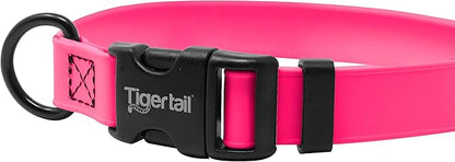 Tiger Tail X Small Pink Dog Collar | Waterproof and Odor-Proof for Active Pets | Durable, Anti-Mat, and Lightweight Design | Made with Premium Coated Nylon | Suitable for Extra Small Breed Dogs