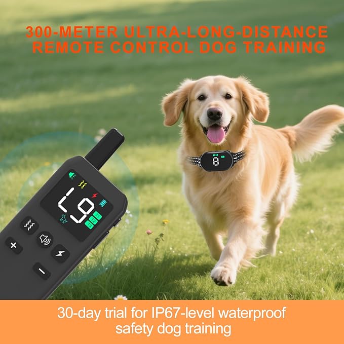 Dog Shock Collar Dog Training Collar with Remote Innovative IPX67 Waterproof with 4 Training Modes, Rechargeable E-Collar for All Breeds- P24-Black