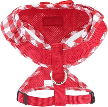 SuperBuddy Upgraded Soft Mesh Dog Harness, Super Breathable Lightweight Pet Harnesses for Puppy Dogs Outdoor Walking, Red Dog Harness -Medium