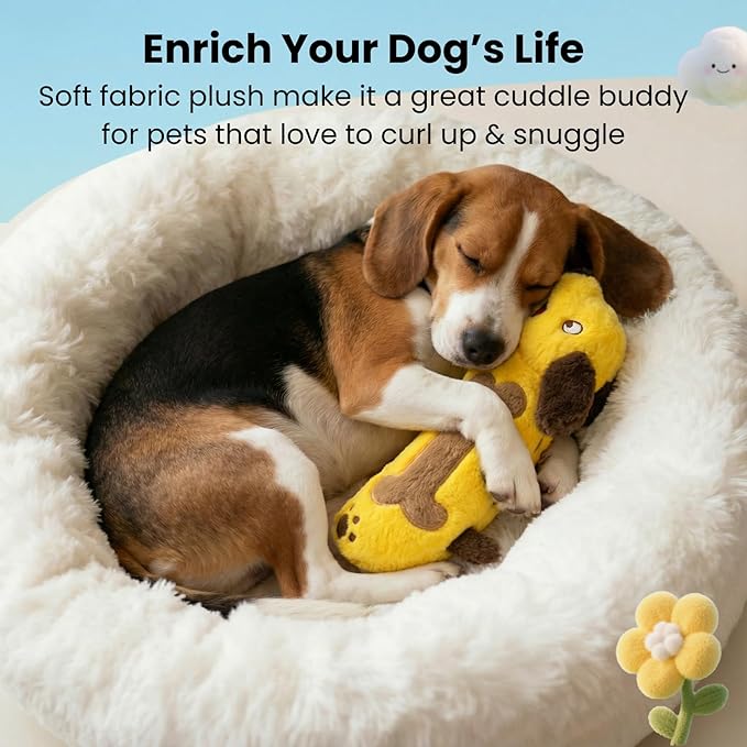 HGB Plush Squeaky Dog Toy with Crinkle Paper, Stuffed with 2 Squeakers, Soft Dog Chew Toy for Moderate Chewers and Small, Medium, Large Dogs, Interactive Fetch Tug & Teething Toy to Keep Them Busy